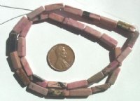 16 inch strand of 13x4mm Rectangular Rhodonite